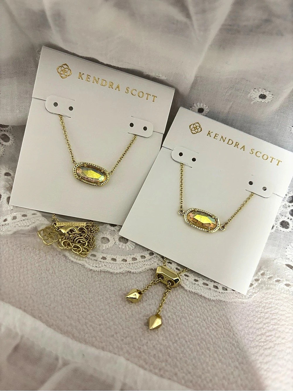 Kendra Scott Elisa Pendant Necklace and Bracelet set Gold Tone